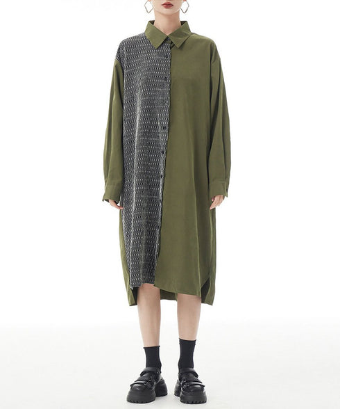 Herringbone Panel Shirt Dress